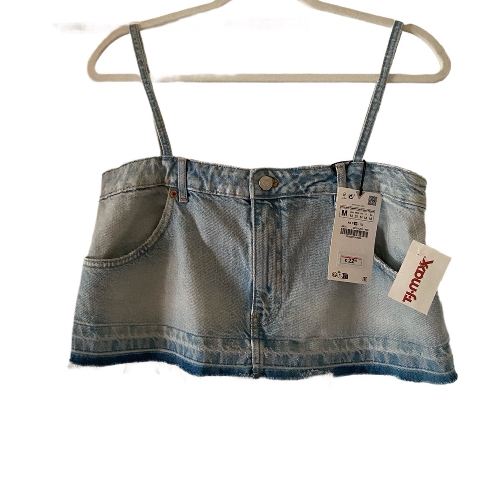 Zara Light Blue Denim Crop Top
